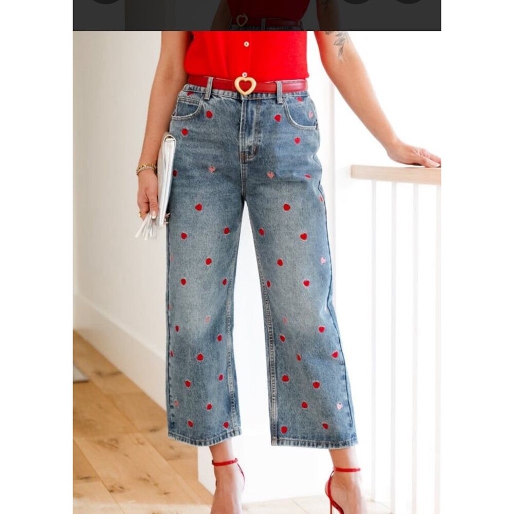OLI & HALI JEANS OH! Jeans embroidered Hearts jeans Oli and Hali jeans cropped